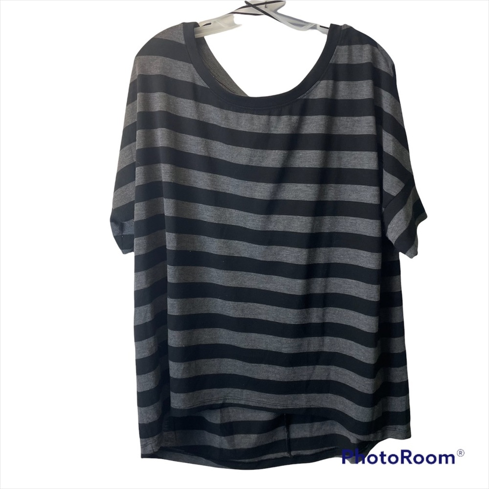 MXM over sized black and grey striped short sleeve top size X